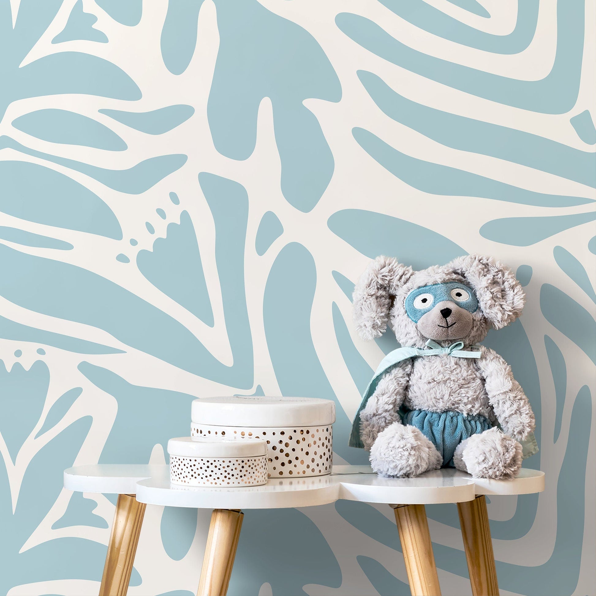 Light Blue Floral Wallpaper Abstract Wallpaper Peel and Stick and Traditional Wallpaper - D701