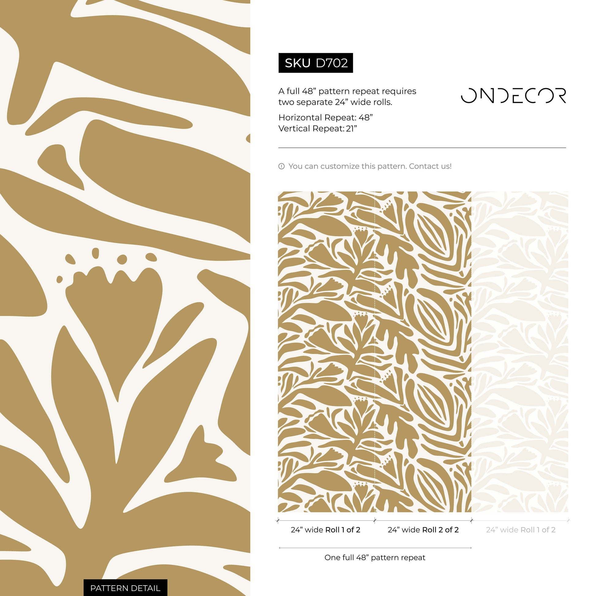 Mustard Floral Wallpaper Abstract Wallpaper Peel and Stick and Traditional Wallpaper - D702