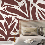 Brown Floral Mural Abstract Wallpaper Peel and Stick and Traditional Wallpaper - D704