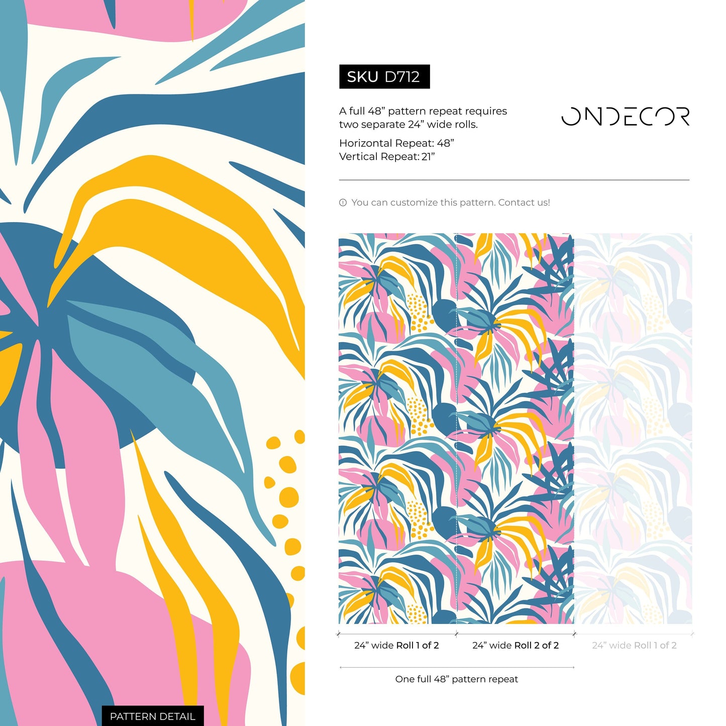 Fun Tropical Abstract Wallpaper Modern Wallpaper Peel and Stick and Traditional Wallpaper - D712