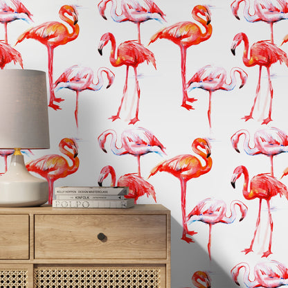 Flamingo Removable Wallpaper Wallpaper Wall Paper Wall - Flamingos Wallpaper - B248