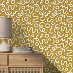 Yellow Abstract Wallpaper Modern Wallpaper Peel and Stick Wallpaper Home Decor - D574