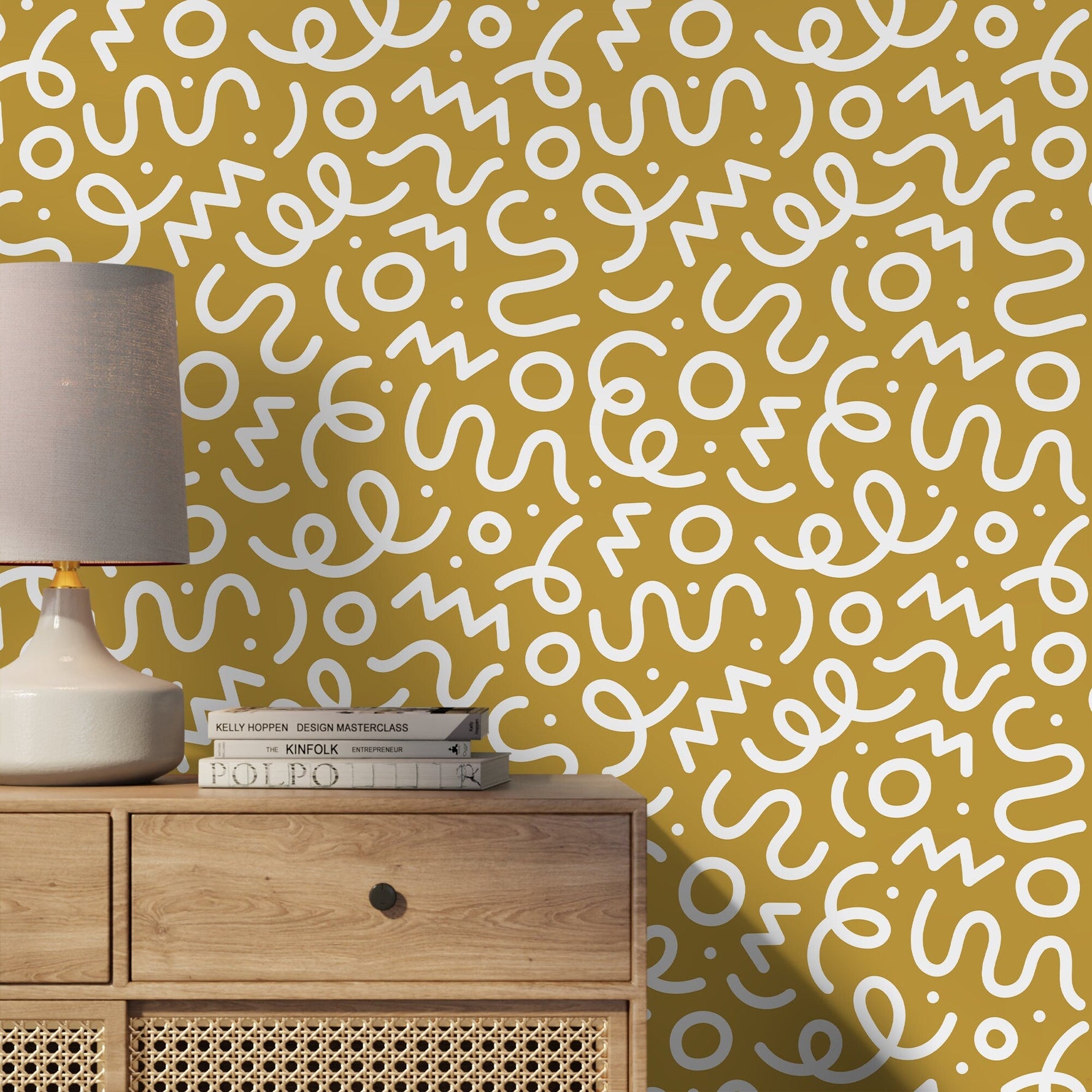 Yellow Abstract Wallpaper Modern Wallpaper Peel and Stick Wallpaper Home Decor - D574