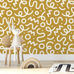 Yellow Abstract Wallpaper Modern Wallpaper Peel and Stick Wallpaper Home Decor - D574
