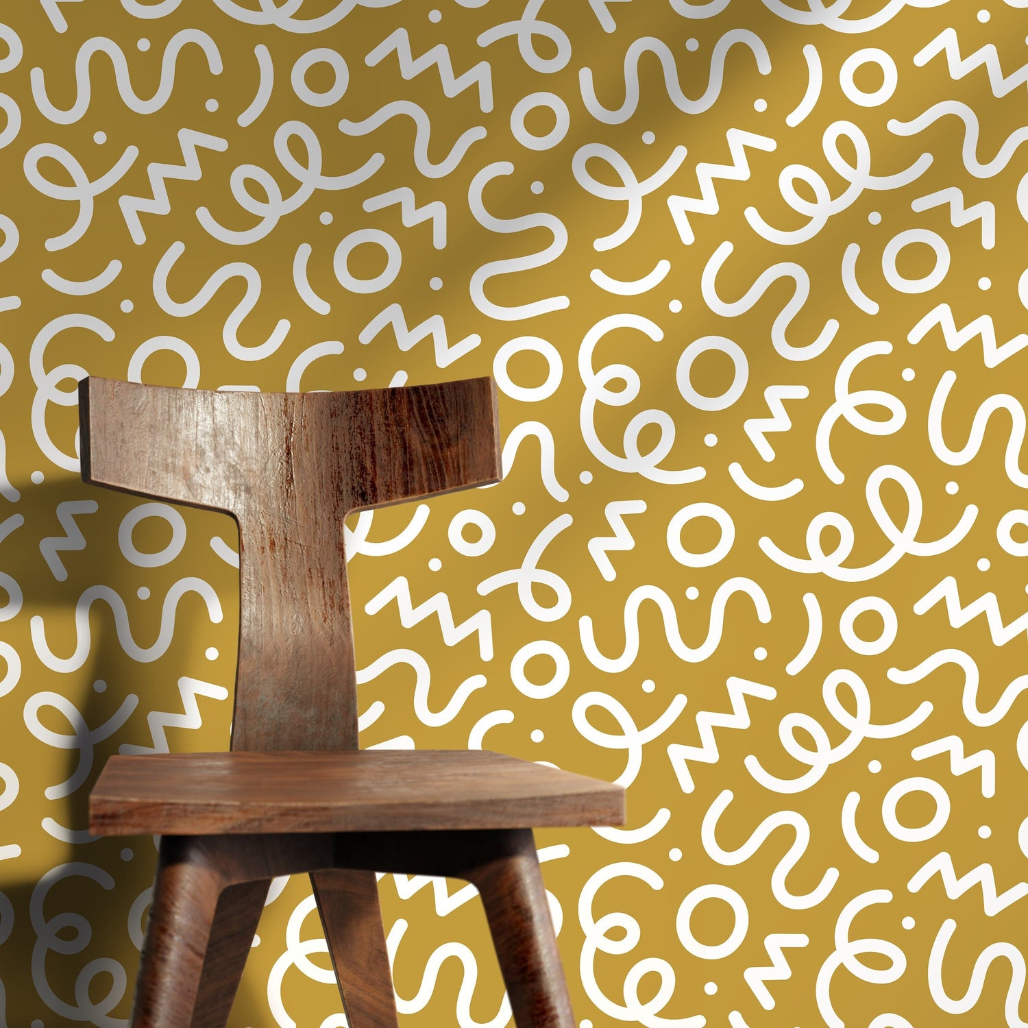 Yellow Abstract Wallpaper Modern Wallpaper Peel and Stick Wallpaper Home Decor - D574