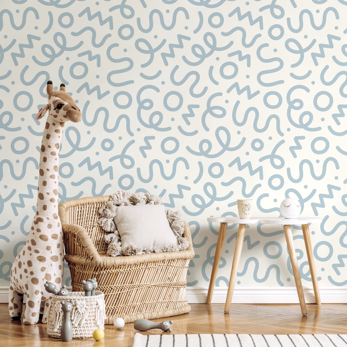 Light Blue Abstract Wallpaper Nursery Wallpaper Modern Wallpaper Peel and Stick Wallpaper Home Decor - D576
