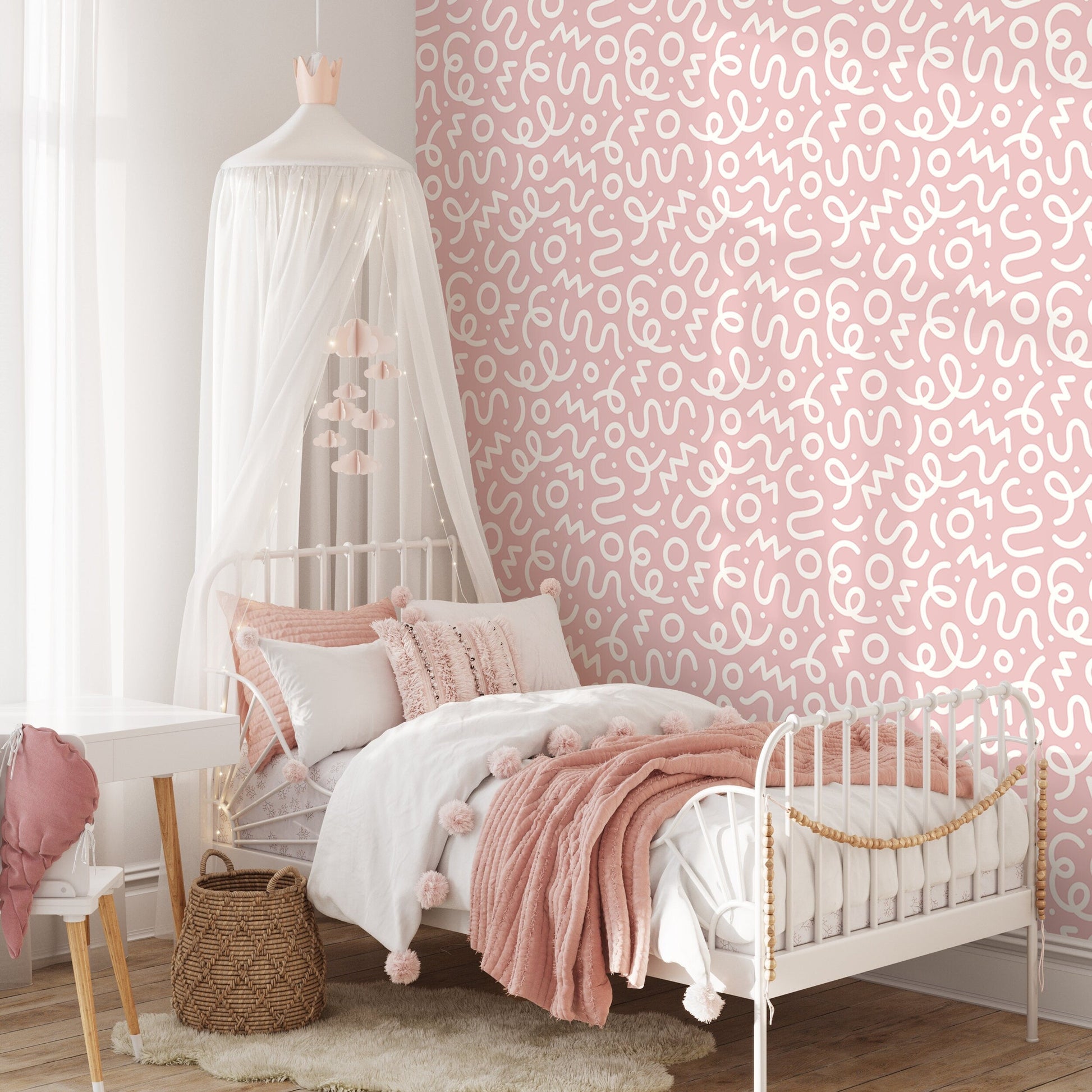 Pink Abstract Wallpaper Nursery Wallpaper Modern Wallpaper Peel and Stick Wallpaper Home Decor - D577