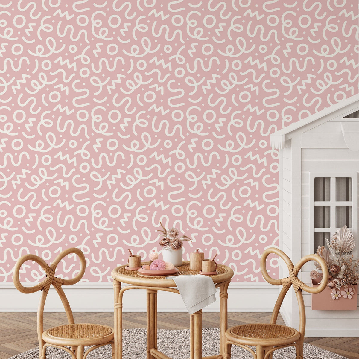 Pink Abstract Wallpaper Nursery Wallpaper Modern Wallpaper Peel and Stick Wallpaper Home Decor - D577