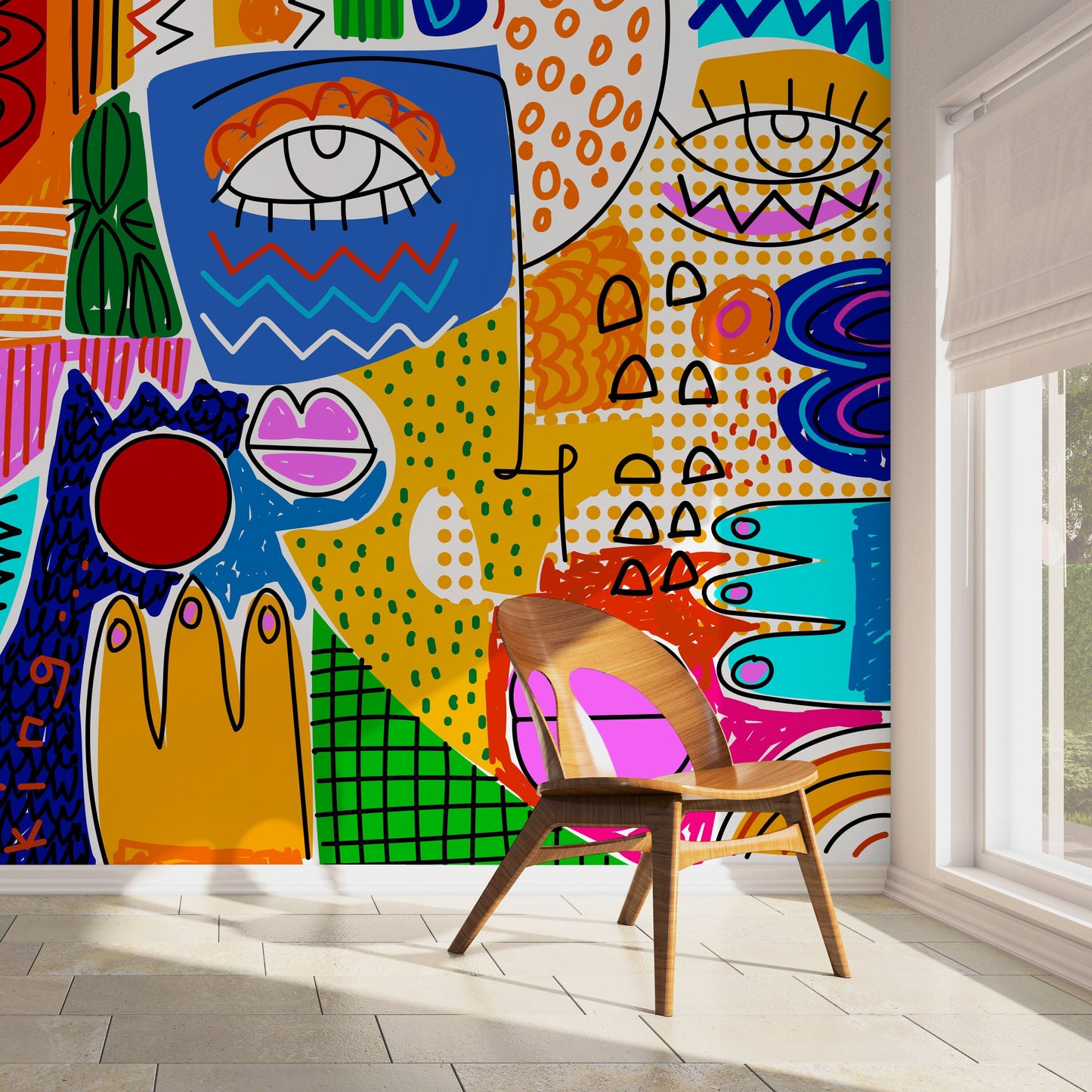 Colorful Abstract Mural Cubism Art Wallpaper Modern Wallpaper Peel and Stick Wallpaper Home Decor - D578