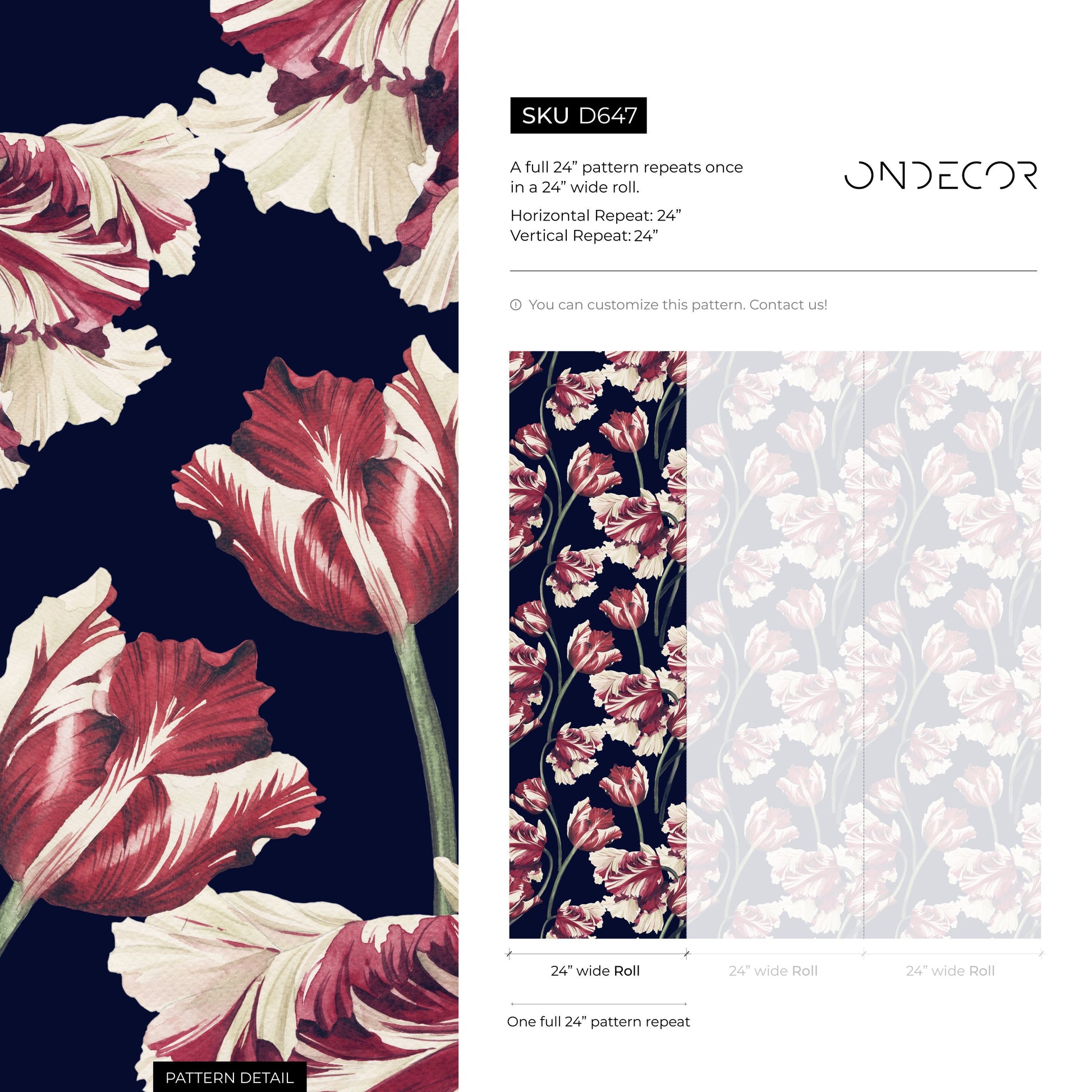 Dark Floral Wallpaper Vintage Wallpaper Peel and Stick and Traditional Wallpaper - D647