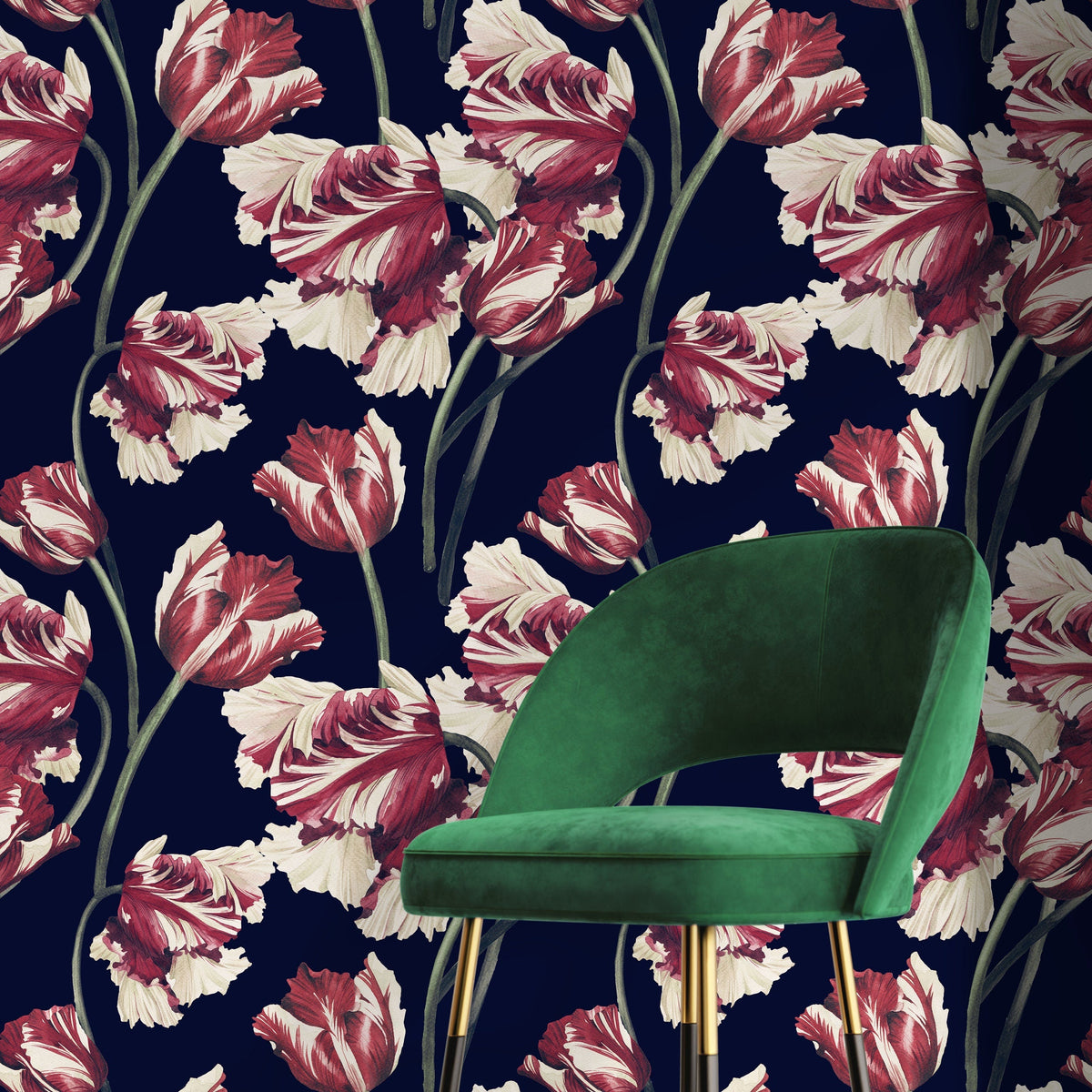 Dark Floral Wallpaper Vintage Wallpaper Peel and Stick and Traditional Wallpaper - D647