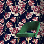 Dark Floral Wallpaper Vintage Wallpaper Peel and Stick and Traditional Wallpaper - D647