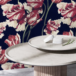 Dark Floral Wallpaper Vintage Wallpaper Peel and Stick and Traditional Wallpaper - D647