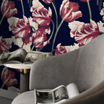 Dark Floral Wallpaper Vintage Wallpaper Peel and Stick and Traditional Wallpaper - D647