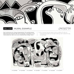 Black and Grey Line Art Mural Abstract Wallpaper Hand Drawing Wallpaper Peel and Stick Wallpaper Home Decor - D588