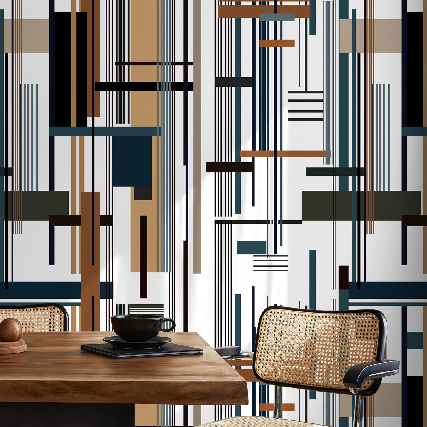 Contemporary Geometric Wallpaper Abstract Wallpaper Peel and Stick and Traditional Wallpaper - D752