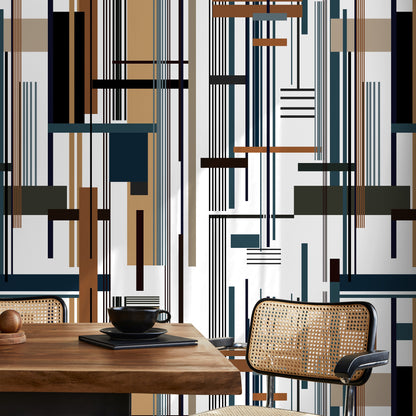Contemporary Geometric Wallpaper Abstract Wallpaper Peel and Stick and Traditional Wallpaper - D752