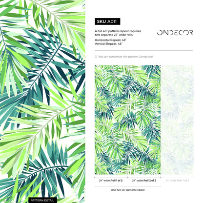 Removable Wallpaper Peel and Stick Wallpaper Wall Paper Wall - Monstera Leaf Wallpaper - A011