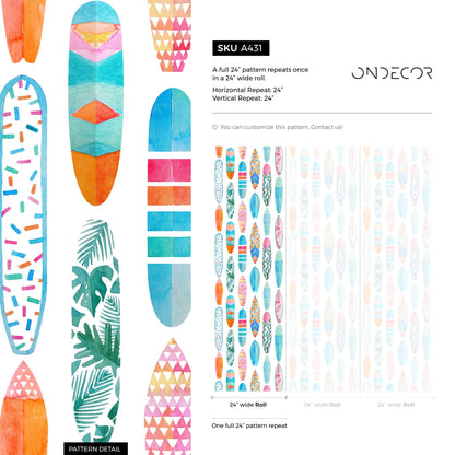 Removable Wallpaper Peel and Stick Wallpaper Wall Paper Wall Mural - Beach Surfing Wallpaper - A431