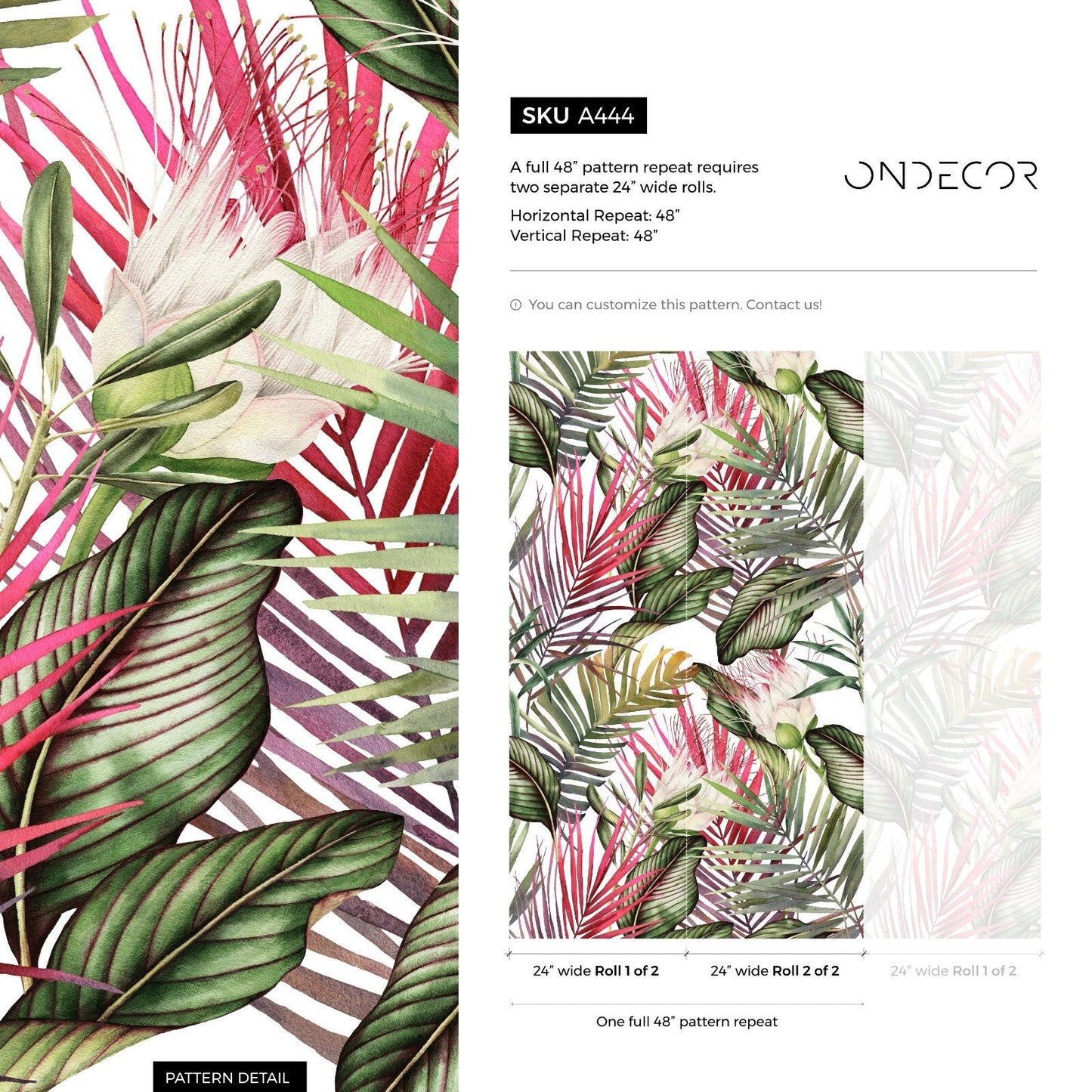 Removable Wallpaper Peel and Stick Wallpaper Wall Paper Wall - Colorful Tropical Leaves Wallpaper - A444