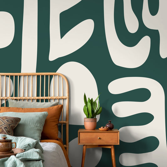 Green Abstract Art Mural Modern Wallpaper Peel and Stick Wallpaper Home Decor - D592