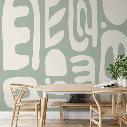 Light Green Abstract Art Mural Modern Wallpaper Peel and Stick Wallpaper Home Decor - D593