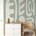 Light Green Abstract Art Mural Modern Wallpaper Peel and Stick Wallpaper Home Decor - D593