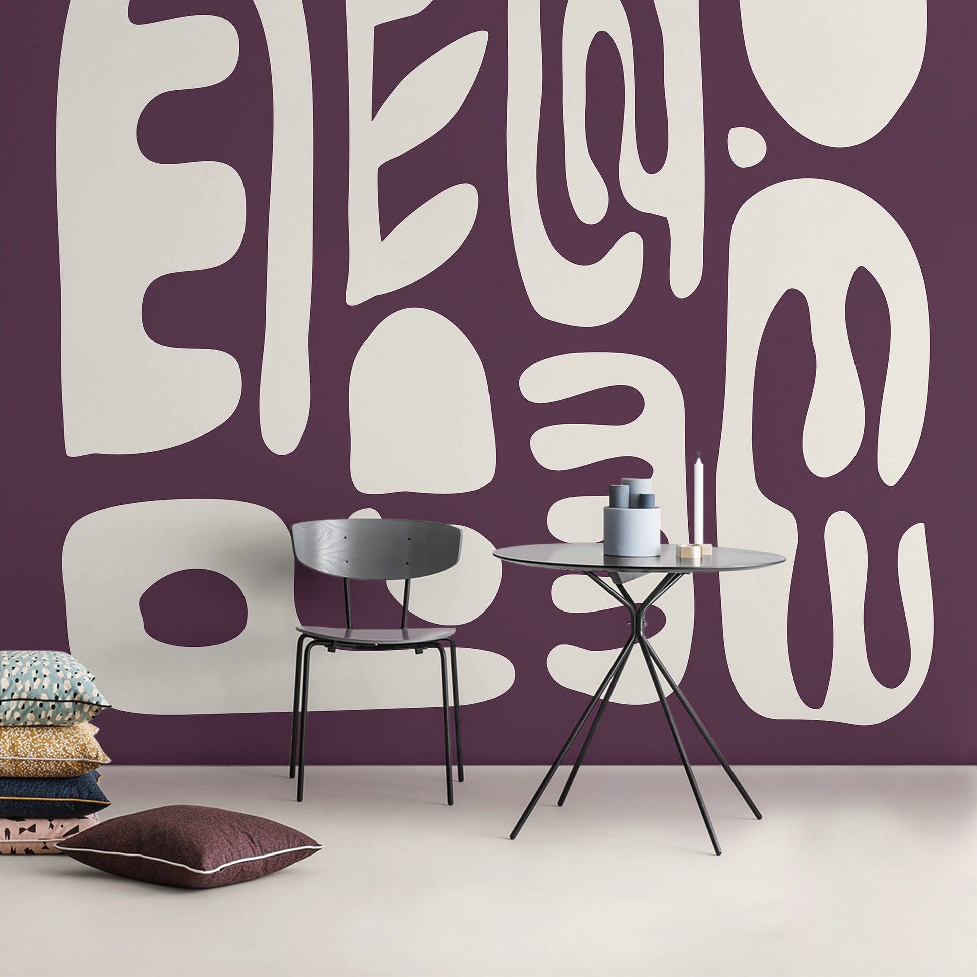 Purple Abstract Art Mural Modern Wallpaper Peel and Stick Wallpaper Home Decor - D594