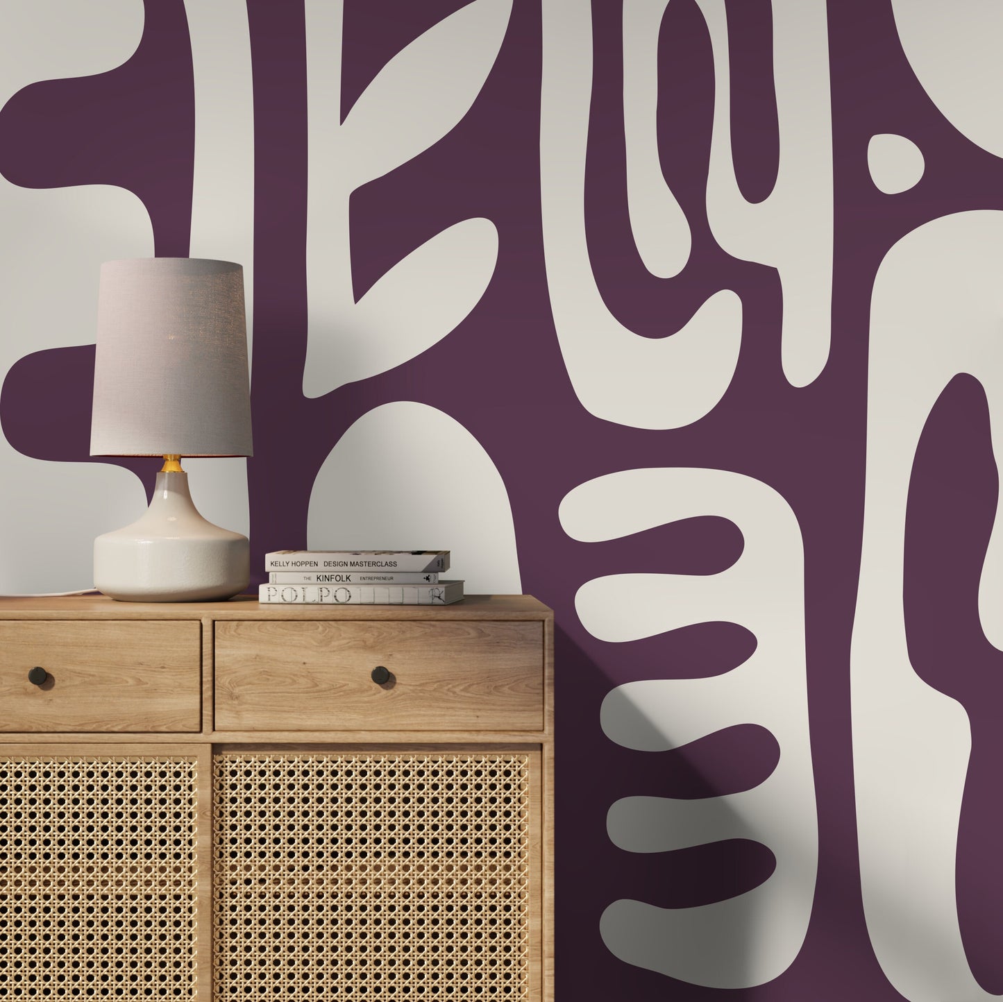 Purple Abstract Art Mural Modern Wallpaper Peel and Stick Wallpaper Home Decor - D594
