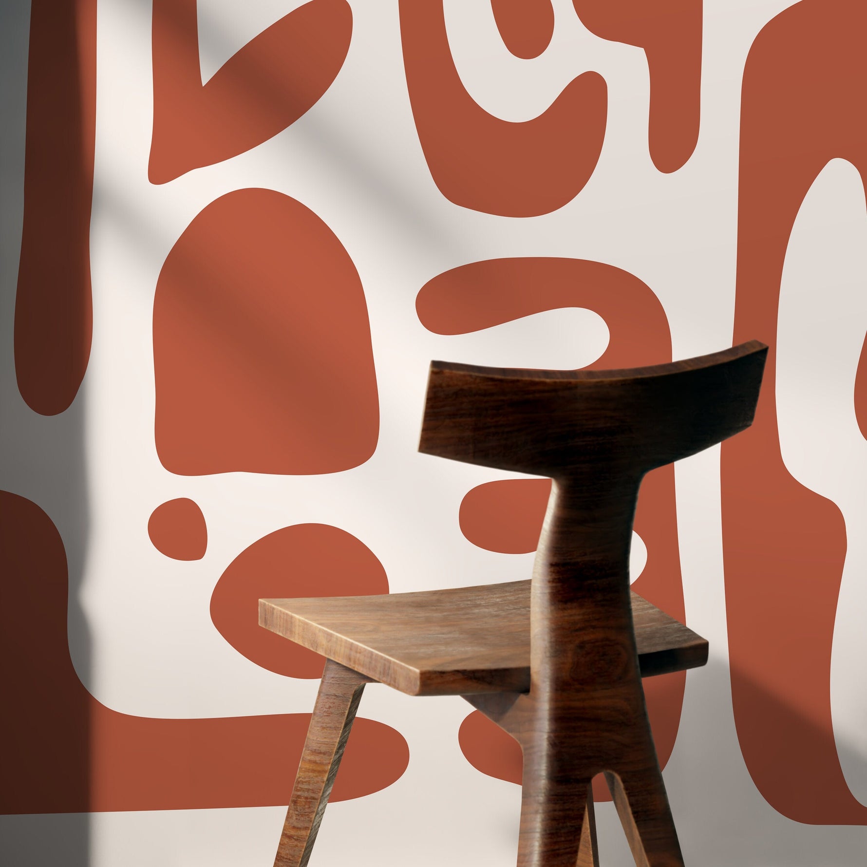 Orange Abstract Art Mural Modern Wallpaper Peel and Stick Wallpaper Home Decor - D595