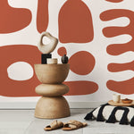 Orange Abstract Art Mural Modern Wallpaper Peel and Stick Wallpaper Home Decor - D595