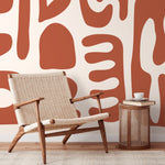Orange Abstract Art Mural Modern Wallpaper Peel and Stick Wallpaper Home Decor - D595