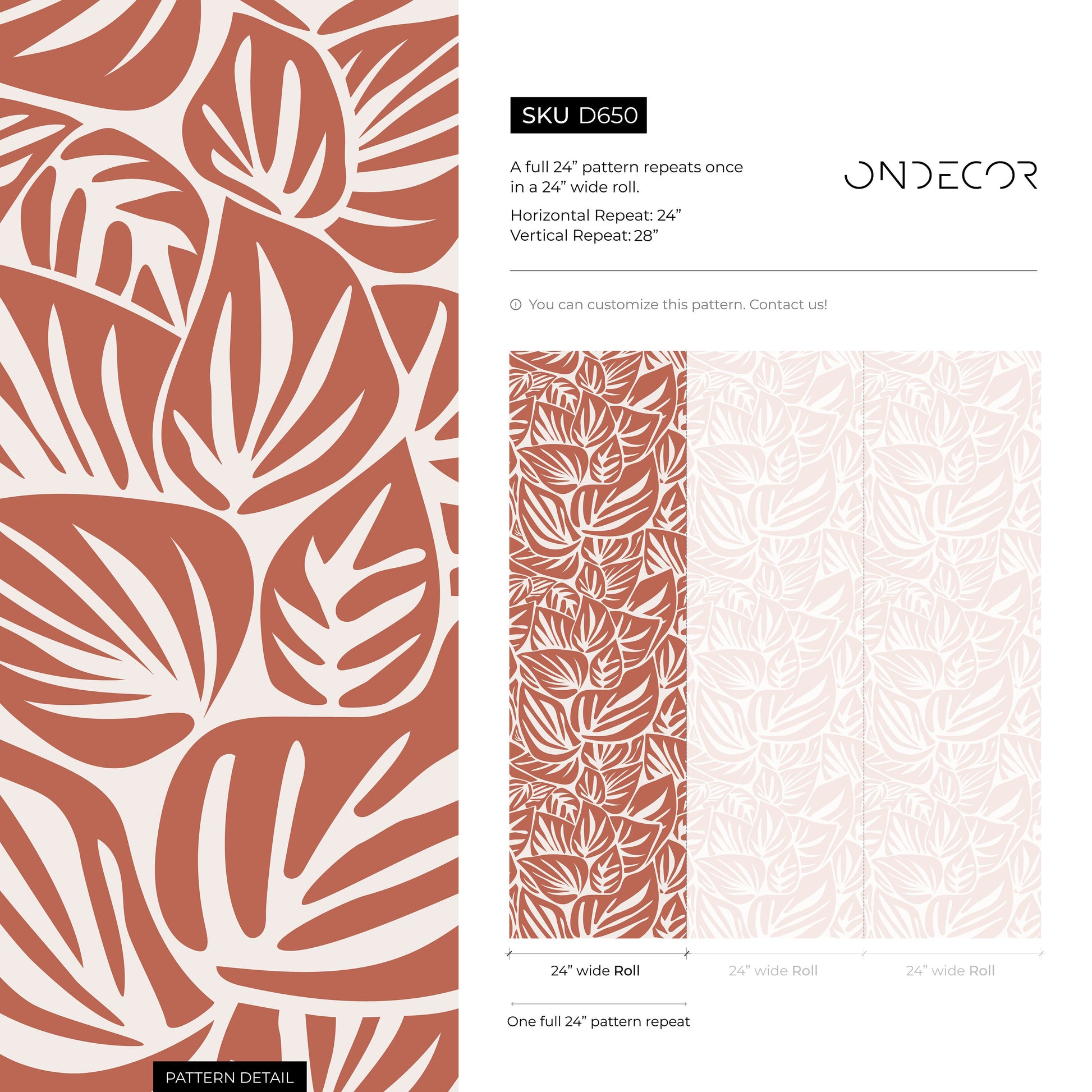 Red Leaf Wallpaper Modern Wallpaper Peel and Stick and Traditional Wallpaper - D650
