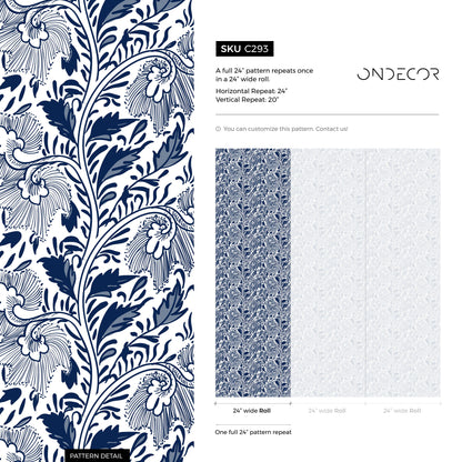 Ornamental Flowers Wallpaper - Removable Wallpaper Peel and Stick Wallpaper Wall Paper - C293