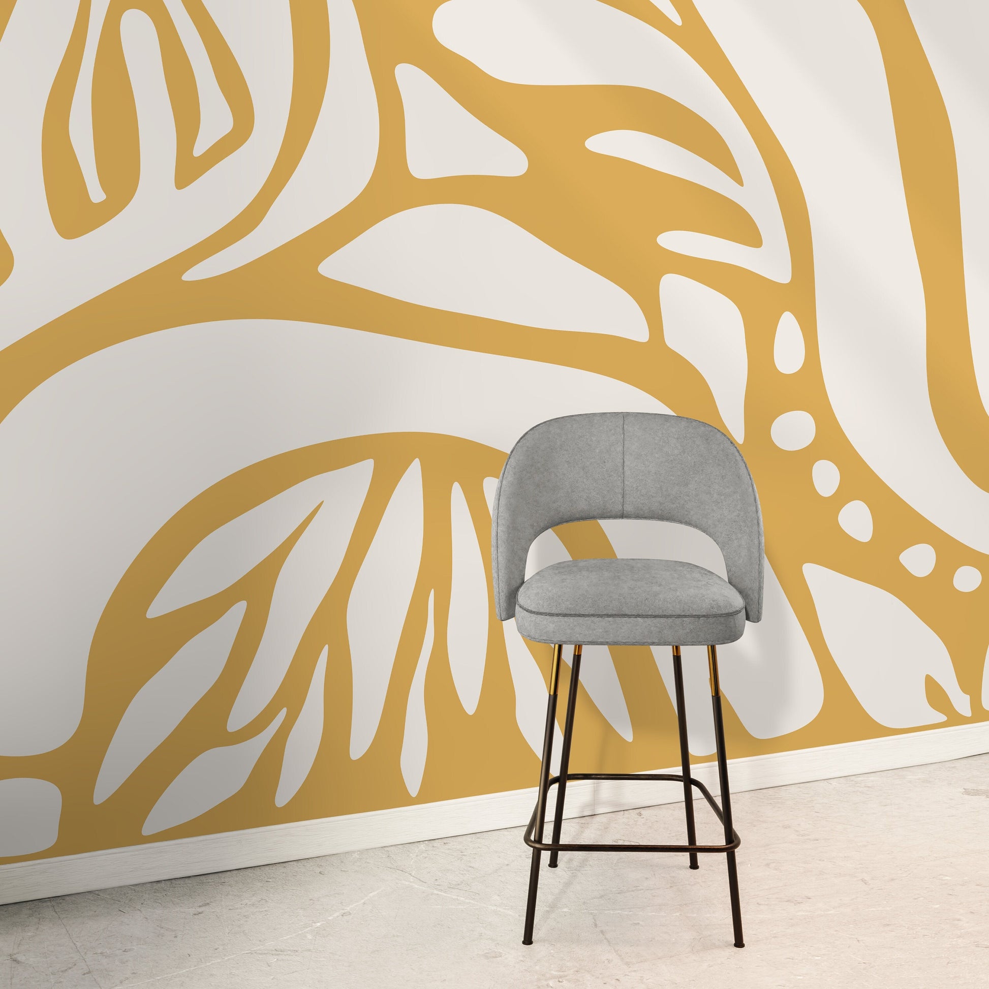 Yellow Abstract Art Wallpaper Large Modern Wallpaper Peel and Stick and Traditional Wallpaper - D632