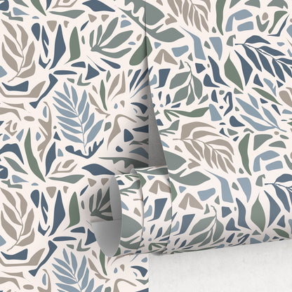 Abstract Leaf Wallpaper Modern Wallpaper Peel and Stick and Traditional Wallpaper - D722