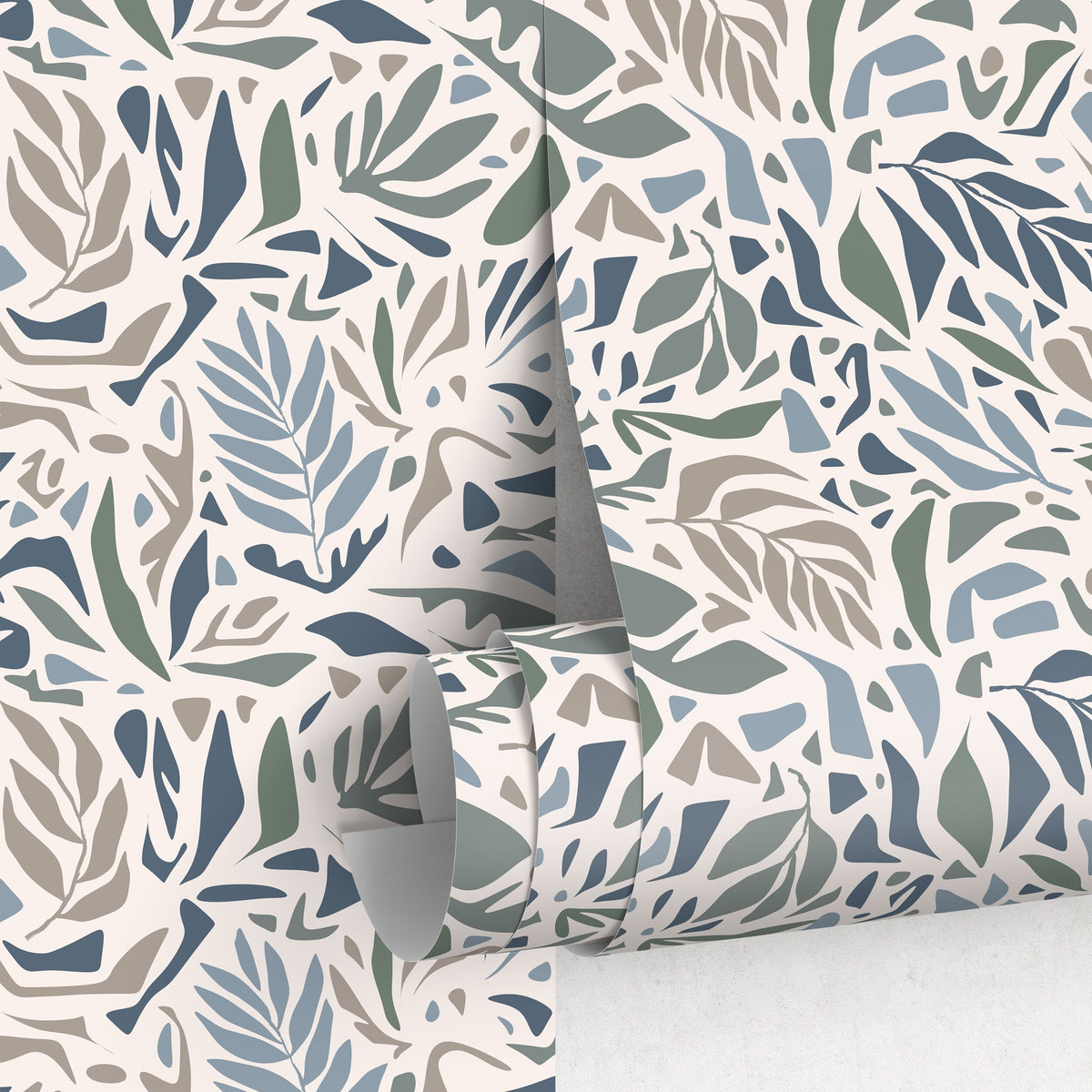 Abstract Leaf Wallpaper Modern Wallpaper Peel and Stick and Traditional Wallpaper - D722