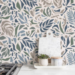 Abstract Leaf Wallpaper Modern Wallpaper Peel and Stick and Traditional Wallpaper - D722