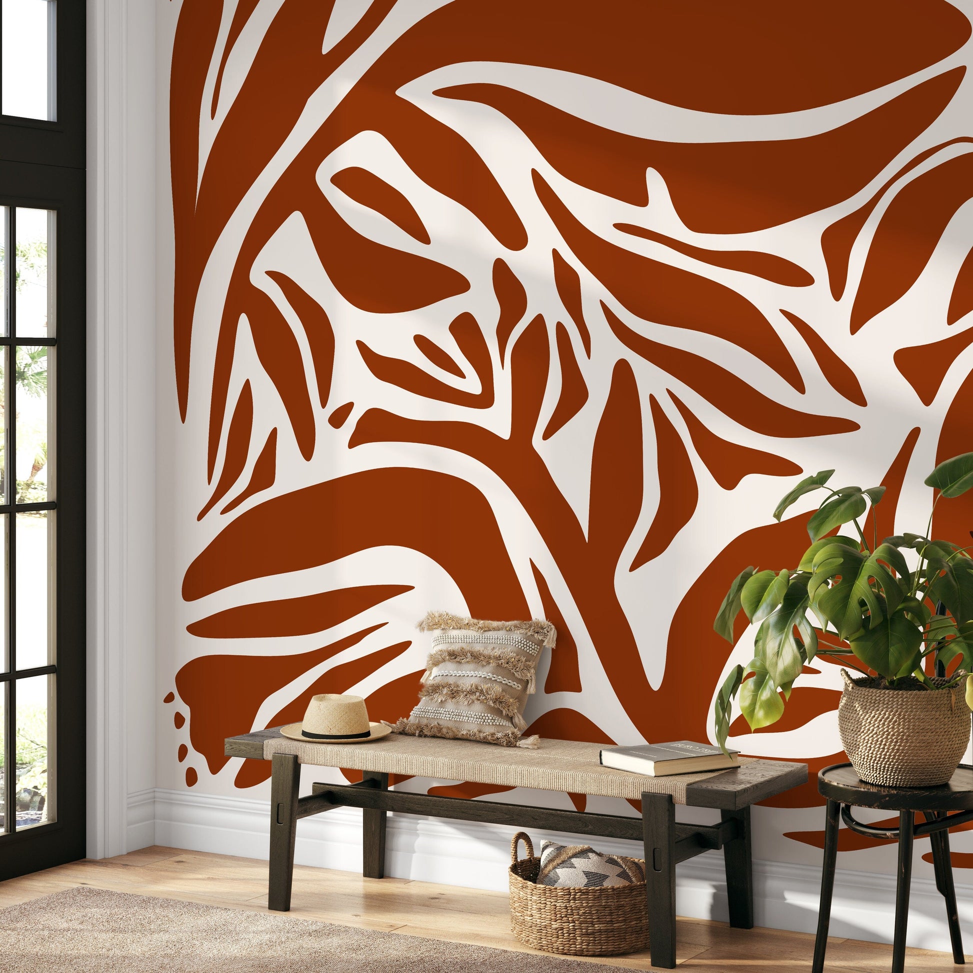 Abstract Art Wallpaper Copper Color Wallpaper Peel and Stick and Traditional Wallpaper - D637