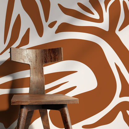 Orange Abstract Art Wallpaper Large Boho Wallpaper Peel and Stick and Traditional Wallpaper - D638