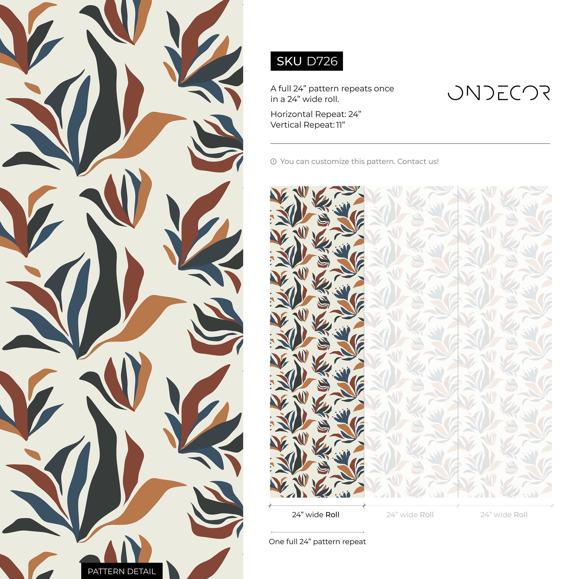 Unique Floral and Leaf Wallpaper Abstract Wallpaper Peel and Stick and Traditional Wallpaper - D726