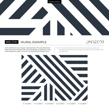 Navy Geometric Wallpaper Modern Striped Wallpaper Peel and Stick and Traditional Wallpaper - D731