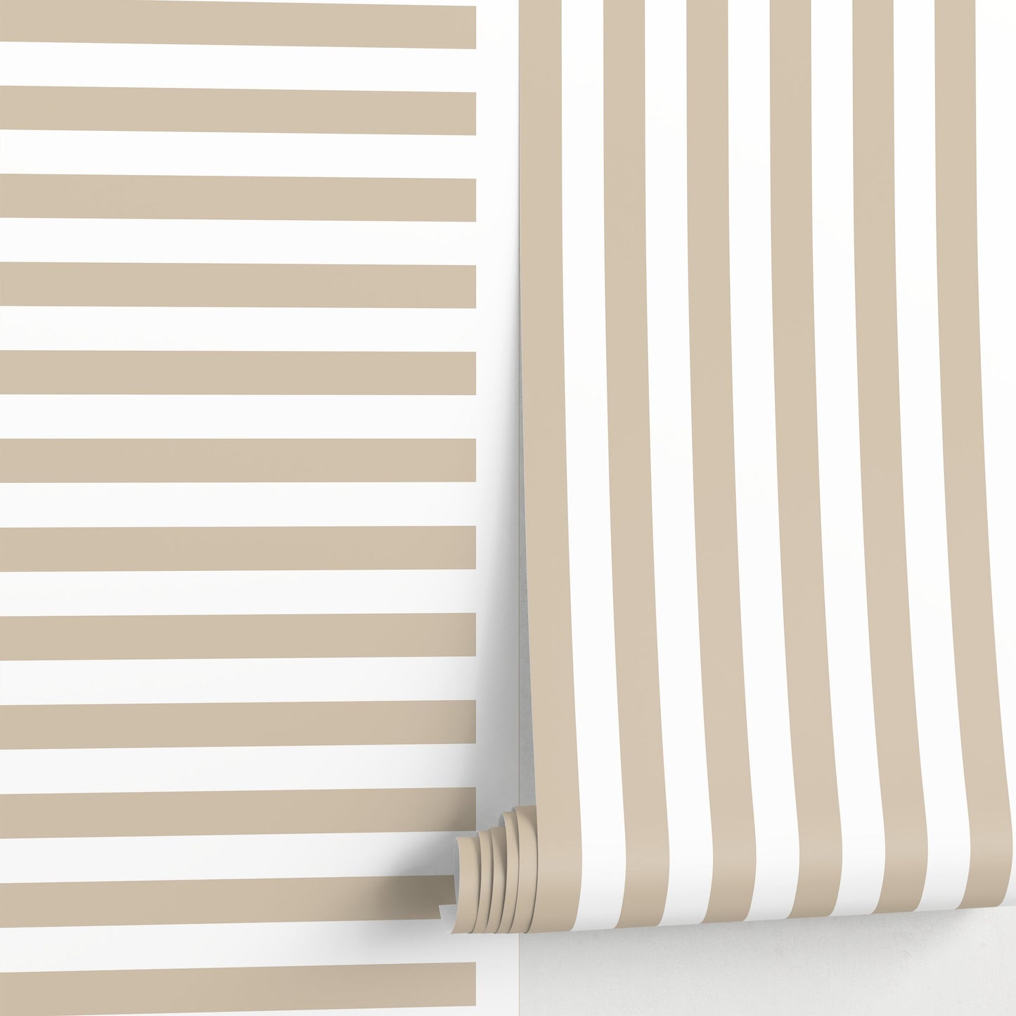 Beige Striped Wallpaper Modern Geometric Wallpaper Peel and Stick and Traditional Wallpaper - D736