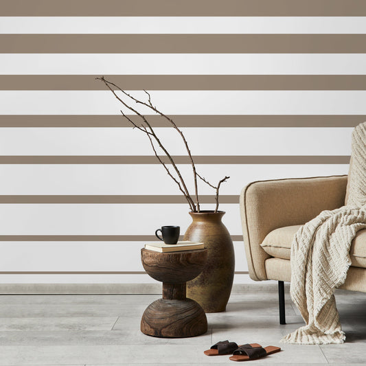 Beige Striped Wallpaper Modern Wallpaper Peel and Stick and Traditional Wallpaper - D727