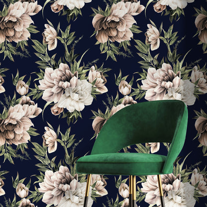 Dark Roses Wallpaper Vintage Wallpaper Peel and Stick and Traditional Wallpaper - D643