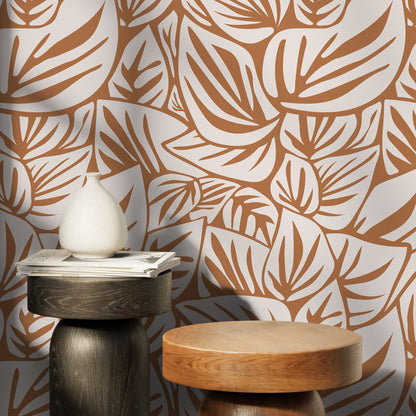 Orange Leaf Wallpaper Modern Wallpaper Peel and Stick and Traditional Wallpaper - D648