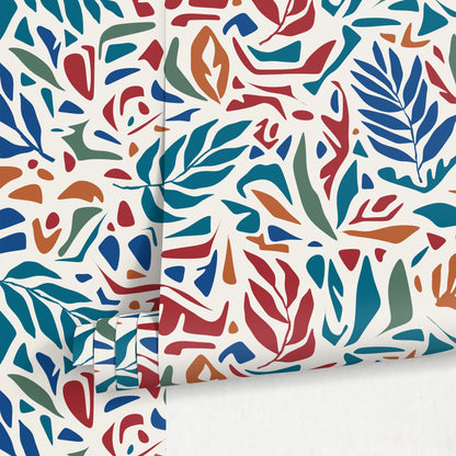 Colorful Abstract Leaf Wallpaper Modern Wallpaper Peel and Stick and Traditional Wallpaper - D721