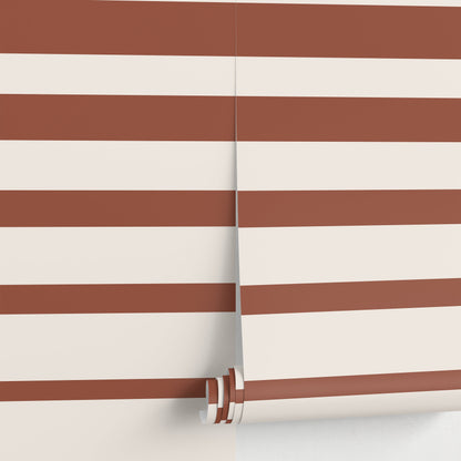 Terracotta Striped Wallpaper Modern Wallpaper Peel and Stick and Traditional Wallpaper - D728