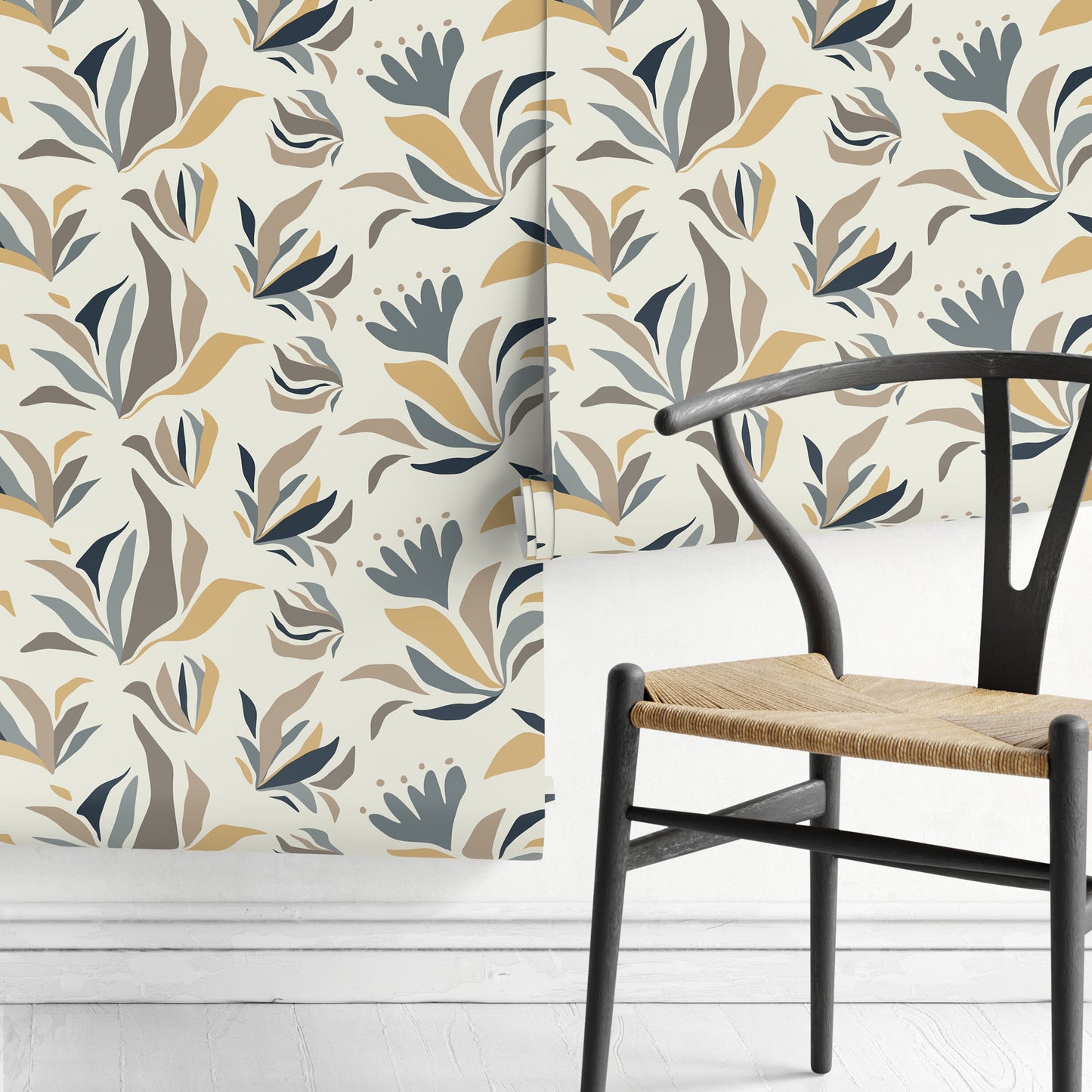 Abstract Floral and Leaf Wallpaper Modern Wallpaper Peel and Stick and Traditional Wallpaper - D725