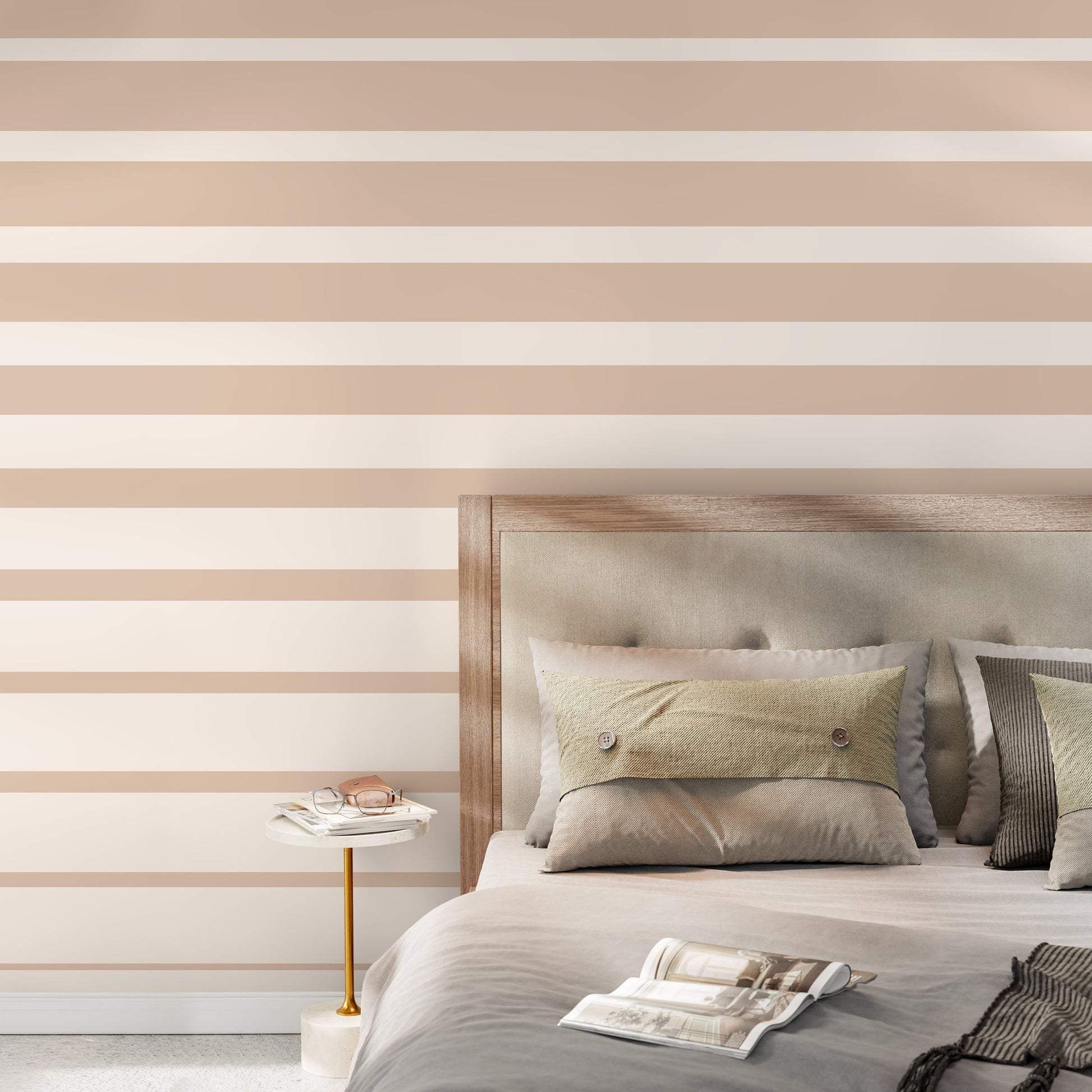 Neutral Striped Wallpaper Modern Wallpaper Peel and Stick and Traditional Wallpaper - D730